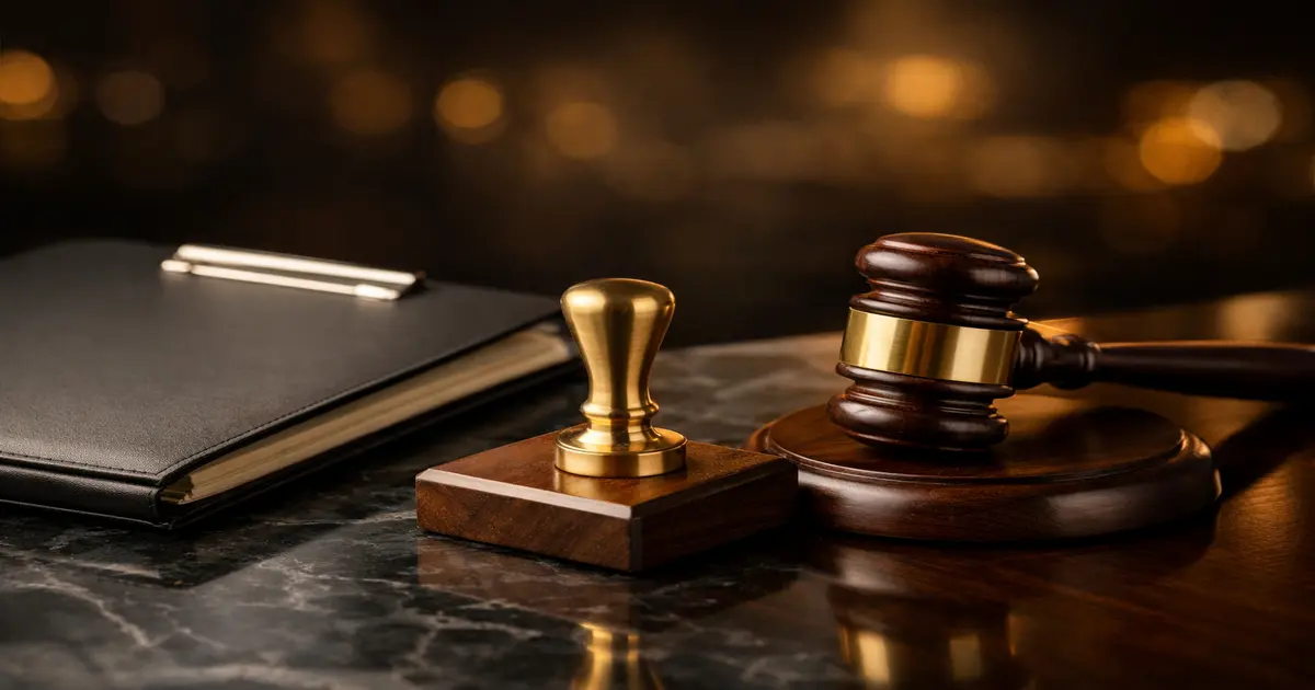 ملف عقد عمل وختم نحاسي — قانون العمل