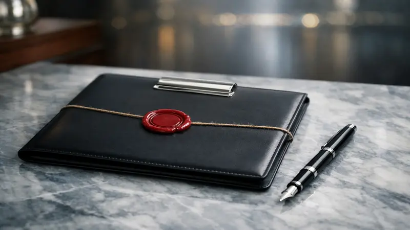 Wax-sealed enforcement portfolio and silver clip — closing the international path