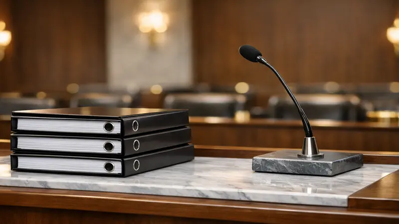 Sale binders and hearing mic — property dispute before the forum